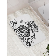 Woman Shape Vintage Ornate Bath Mat