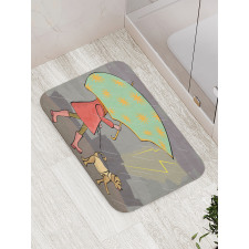 Lady Walking with Dog Bath Mat