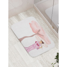 Woman Blossom Tree Bath Mat