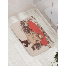 Lady Walking in Paris Bath Mat