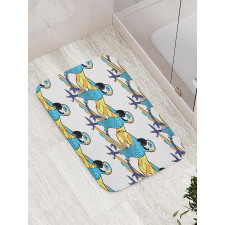 Tropic Colorful Parrots Bath Mat