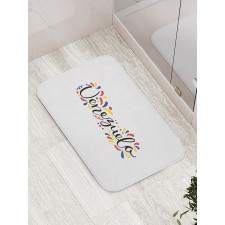 Colorful Cursive Wording Bath Mat