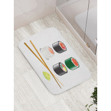 Japan Sushi and Chopsticks Bath Mat