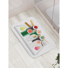 Various Flavored Sushi Plate Bath Mat