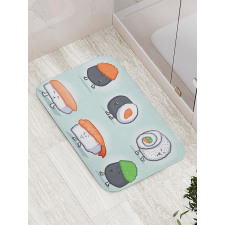 Funny Happy Sushi Characters Bath Mat