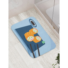 Colorful Doodle Sushi Plate Bath Mat