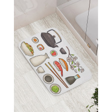 Japan Teapot Sakura Sushi Bath Mat