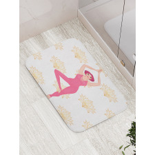 Woman Doing Yoga Lotus Petal Bath Mat