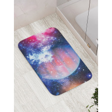 Vivid Nebula and Planet Art Bath Mat