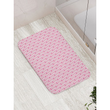 Pinkish Flowers in Hexagons Bath Mat