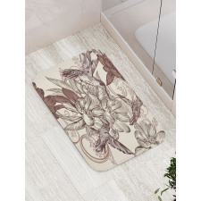 Bird Flowers Pattern Bath Mat