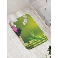 Bamboo Flower Orchid Stone Bath Mat