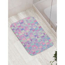 Pastel Tone Abstract Squares Bath Mat