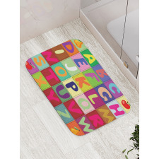 ABC and Fruits Squares Bath Mat