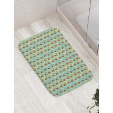 Modern Cartoon of Birds Bath Mat