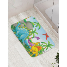 Dinosaurs in the Jungle Bath Mat