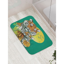 Tiger Family in Jungle Bath Mat