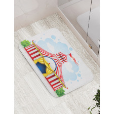 Striped Tent with Flag Bath Mat