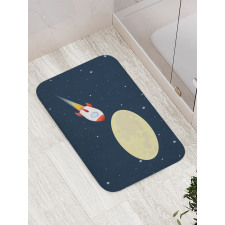 Flying Rocket and Moon Bath Mat