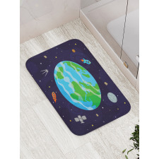 Celestial Cartoon Earth Bath Mat