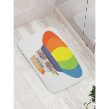 Cartoon Kitten Sky Bath Mat