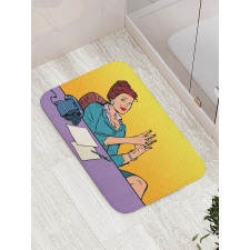 Pop Art Businesswoman Bath Mat