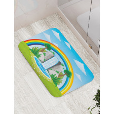 Waterfall and Rainbow Cartoon Bath Mat