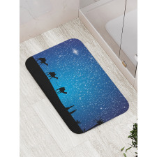 3 Camels Walking at Night Bath Mat