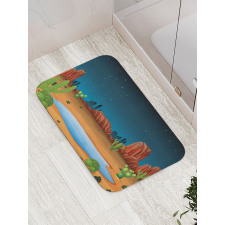 Cactus Plants Starry Sky View Bath Mat