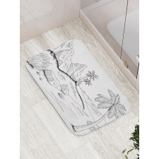 Pencil Sketch Outline Drawing Bath Mat