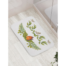 Leafy Branches Butterflies Bath Mat