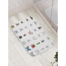 Colored Outline Creatures Bath Mat