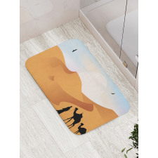 Camels and Man Silhouette Art Bath Mat