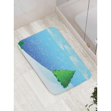 Snow Pouring onto Trees Bath Mat