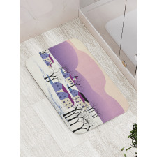 Graphical Village Scene Bath Mat