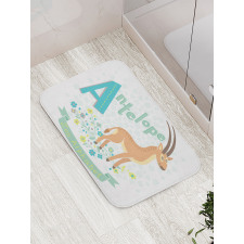 Zoo Alphabet Floral Animal Bath Mat