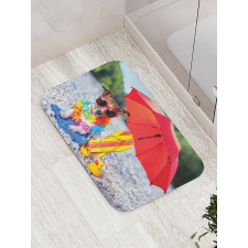 Funny Hawaiian Dog Beach Bath Mat