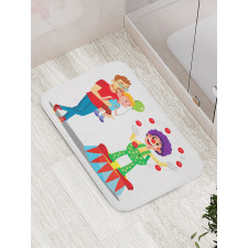 Father and Son Having Fun Bath Mat