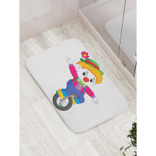 Circus Humorous Boy on Wheel Bath Mat