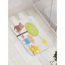 Bear Fox Child Sit on a Wire Bath Mat