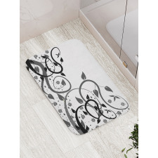 Grey Tones Abstract Leaves Bath Mat