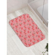 Fruit Doodles on Gingham Bath Mat