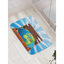 Globe in a Vacation Suitcase Bath Mat