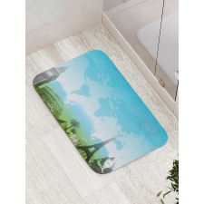 Famous Landmarks Mapping Bath Mat