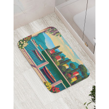 Mediterranean Romantic Scene Bath Mat