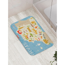 Spain Mapping Calligraphy Bath Mat