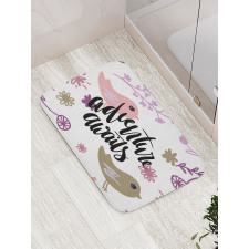 Sketch Floral Text Bath Mat