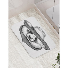 Single Panda Face in a Hat Bath Mat