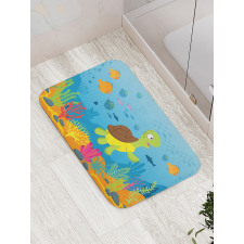 Funny Turtle Fish Types Bath Mat