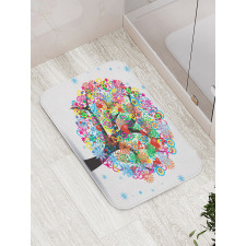 Blooming Flowers Heart Bath Mat